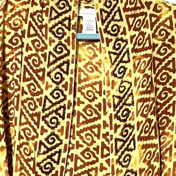 Soft Surroundings Womens Cardigan With Beaded Detail In Brown & Yellow - Picture 2 of 8